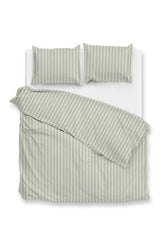 Dekbedovertrek Righe di Percalle Smokey Green - 100% Katoen-Perkal